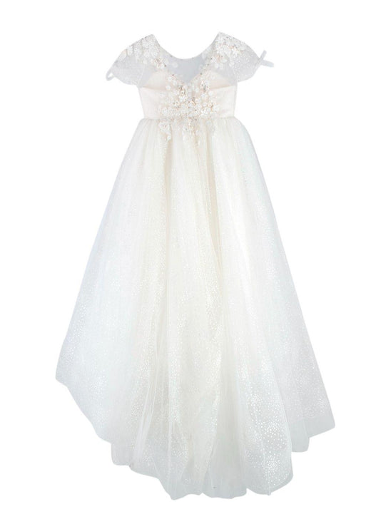 Quinn Harper Kids 10Y White Crystal Embellished Tulle Occasion Dress