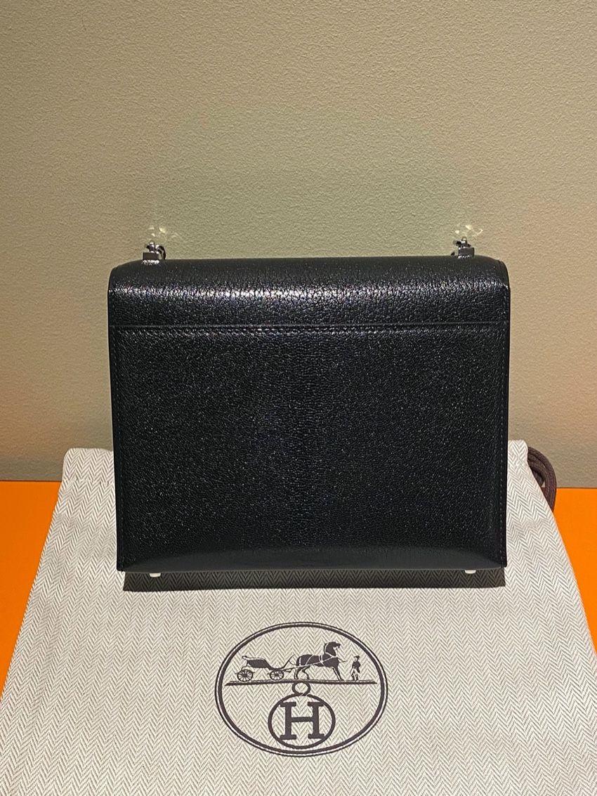 Hermes Noir Chamkila Leather Verrou Chaine Mini Bag PHW