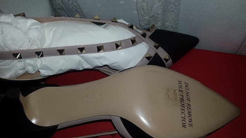 Valentino Rockstud Cross Strap Leather D'orsay Shoes