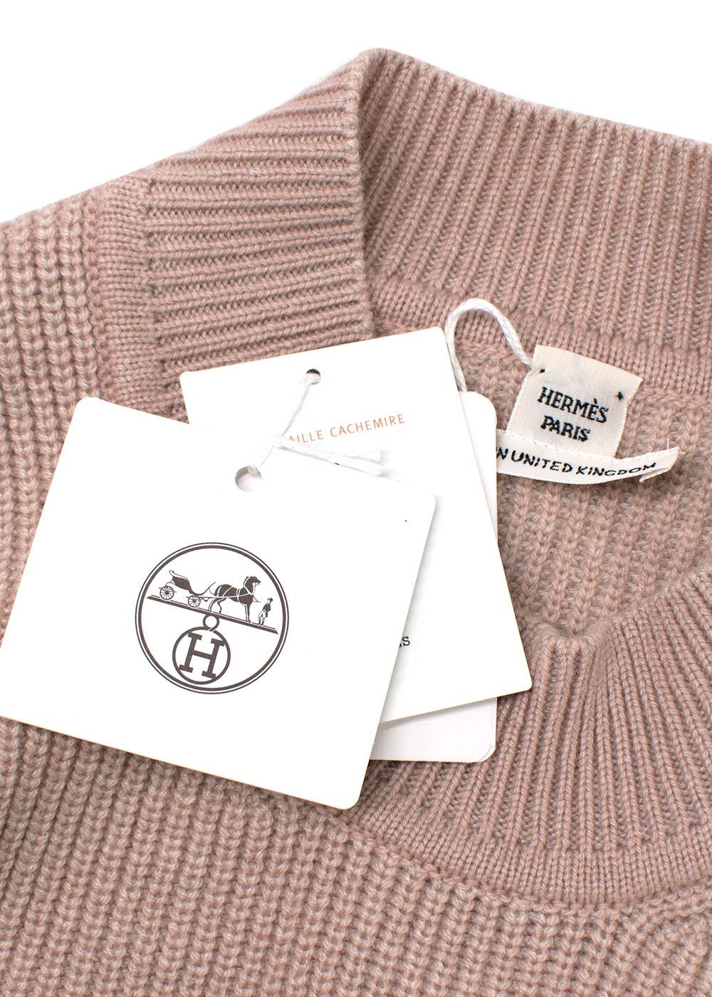 Hermes Blush Pink Ribbed Cashmere Sleeveless Jumper