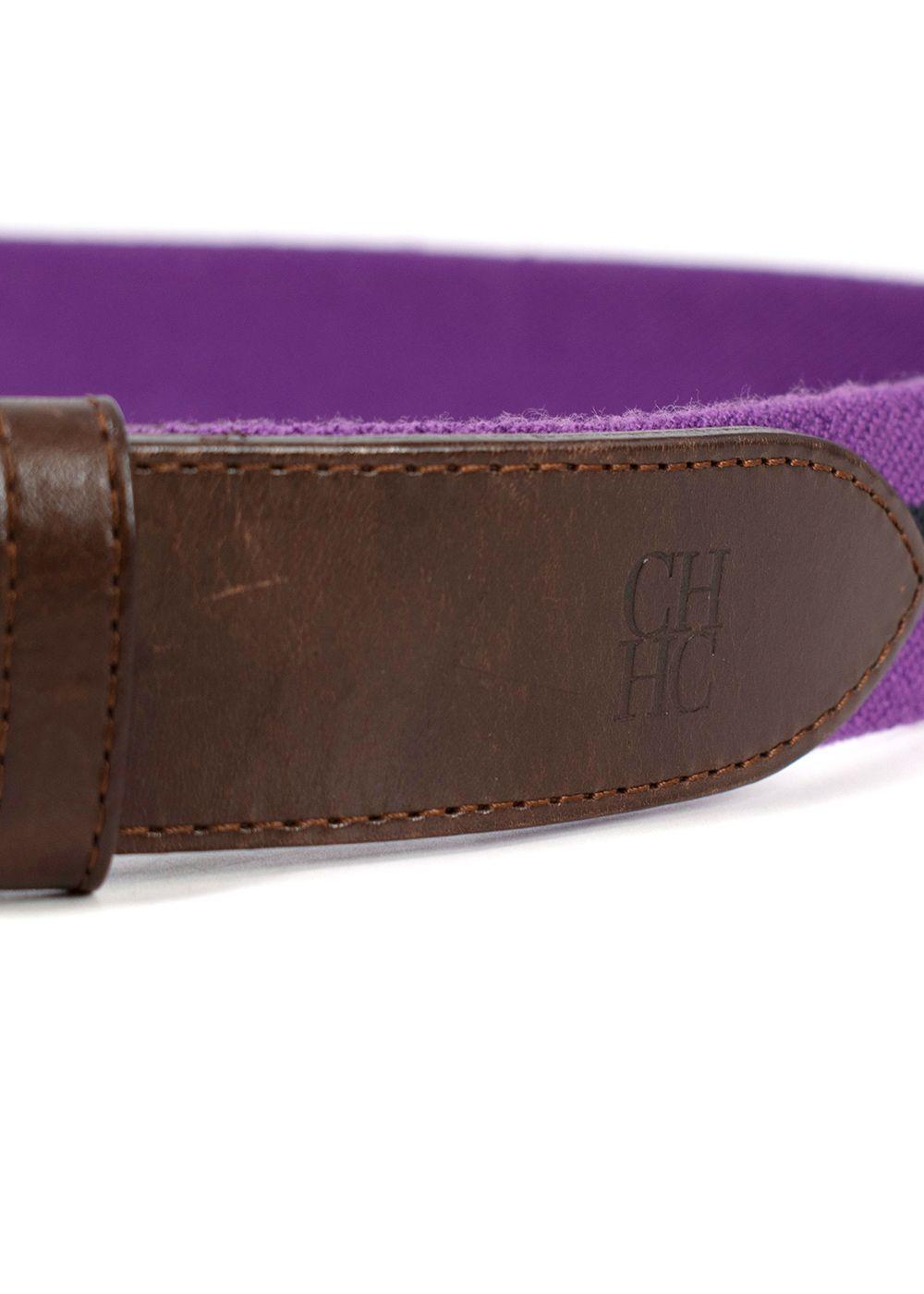 Carolina Hererra Brown Leather & Purple Canvas Belt
