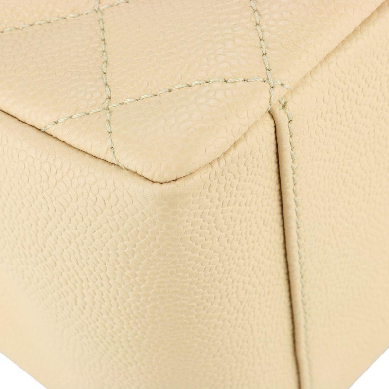 Beige Caviar Grand Shopping Tote (GST) with Silver Hardware