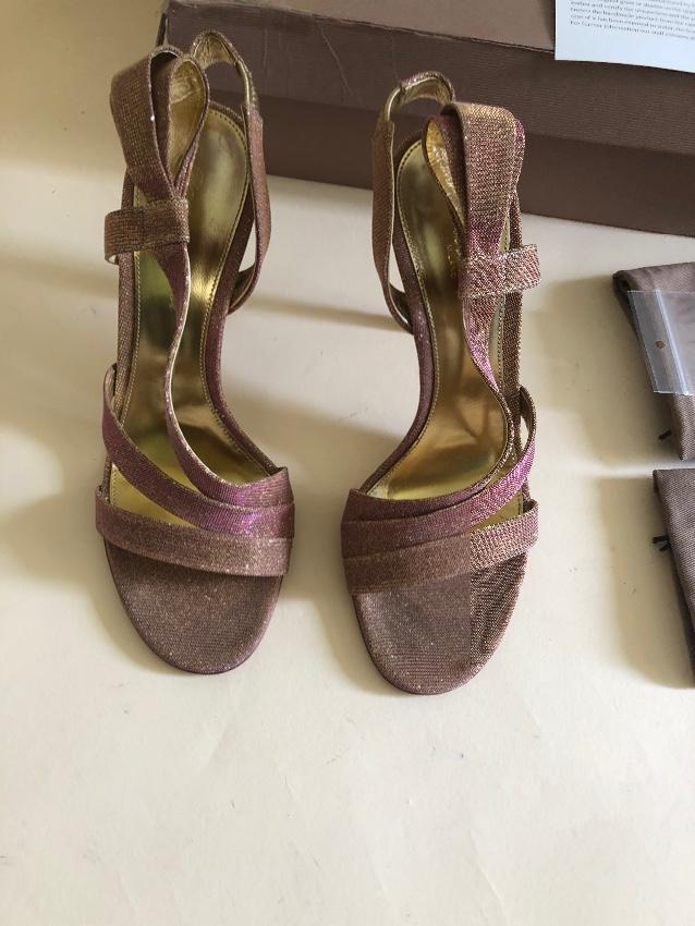 Gianvito Rossi Metallic Rose Gold Crystal Embellished Sandals