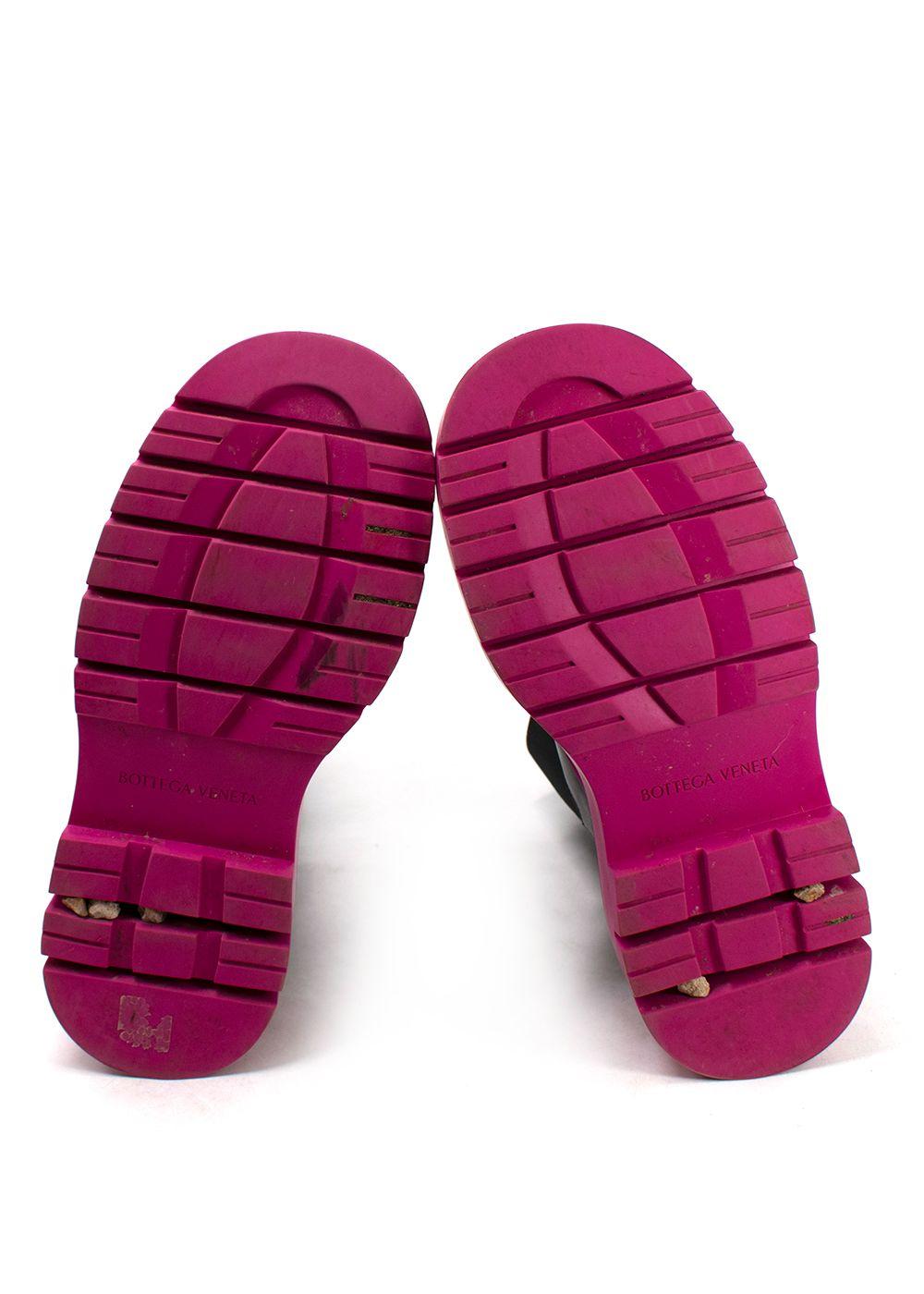 Bottega Veneta Pink Tire Rubber-trimmed Leather Chelsea Boots