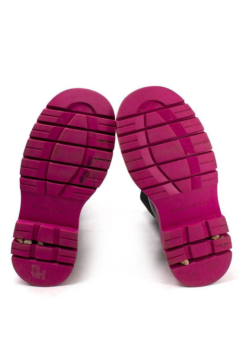 Bottega Veneta Pink Tire Rubber-trimmed Leather Chelsea Boots