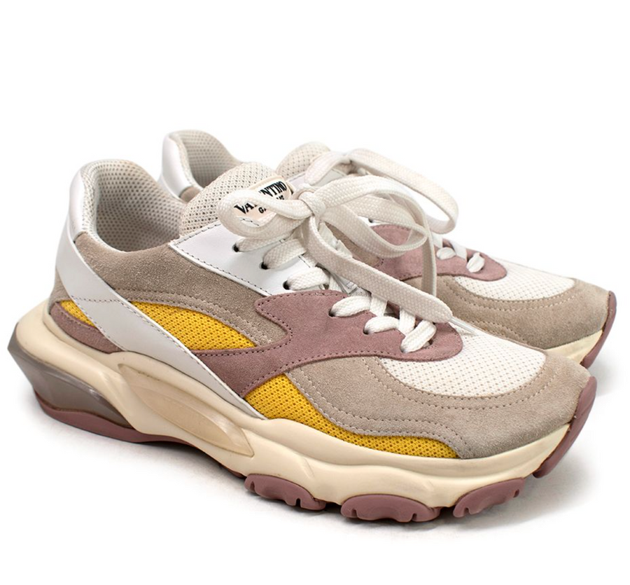 Valentino Suede, Mesh & Leather Chunky Sneakers