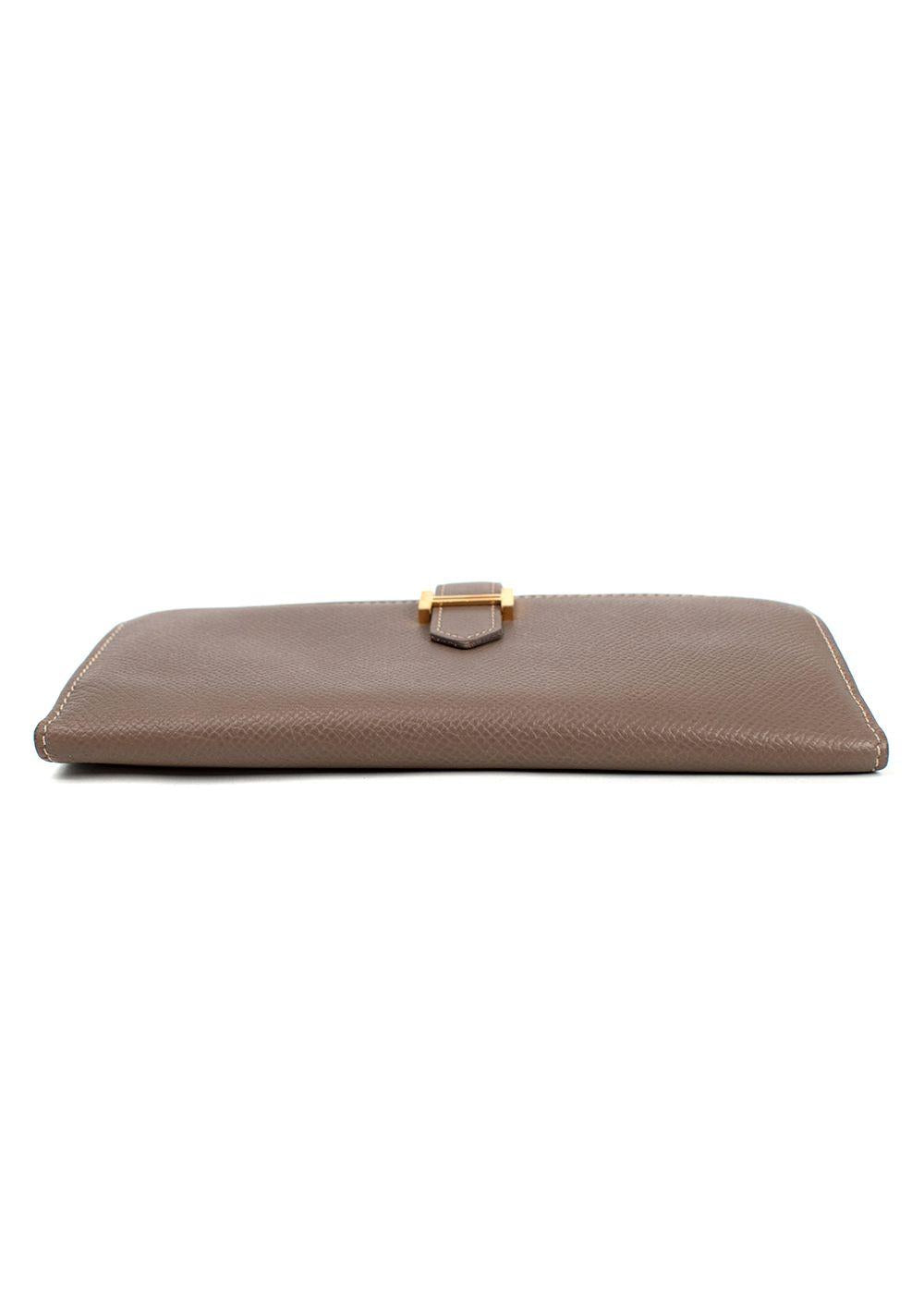 Hermes Etoupe Bearn Wallet With Gold Hardware