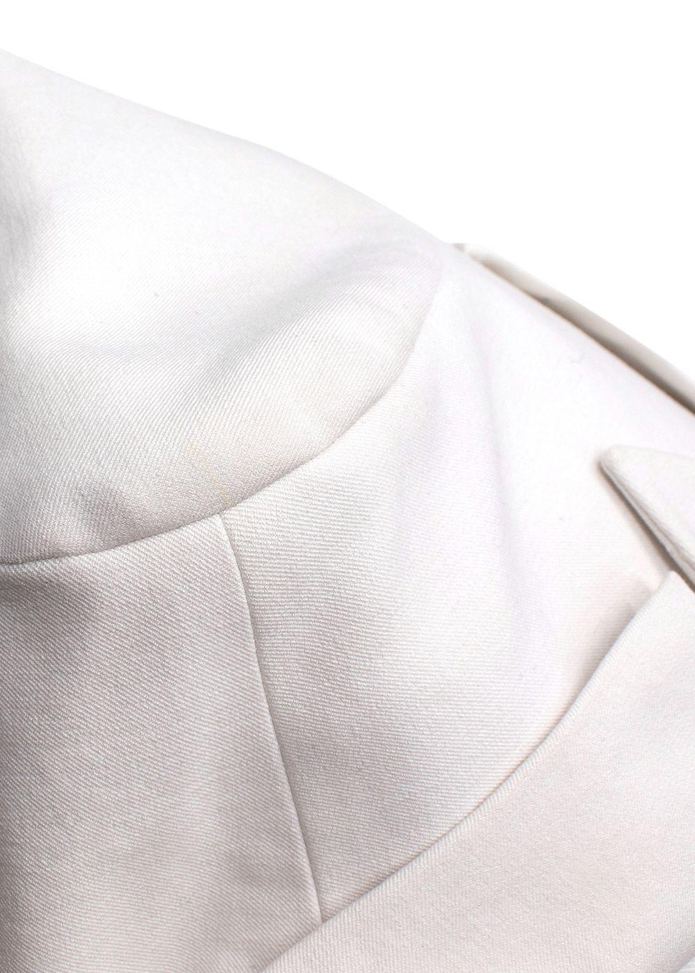 Balmain White Double Breasted Blazer with Gold Button Detail