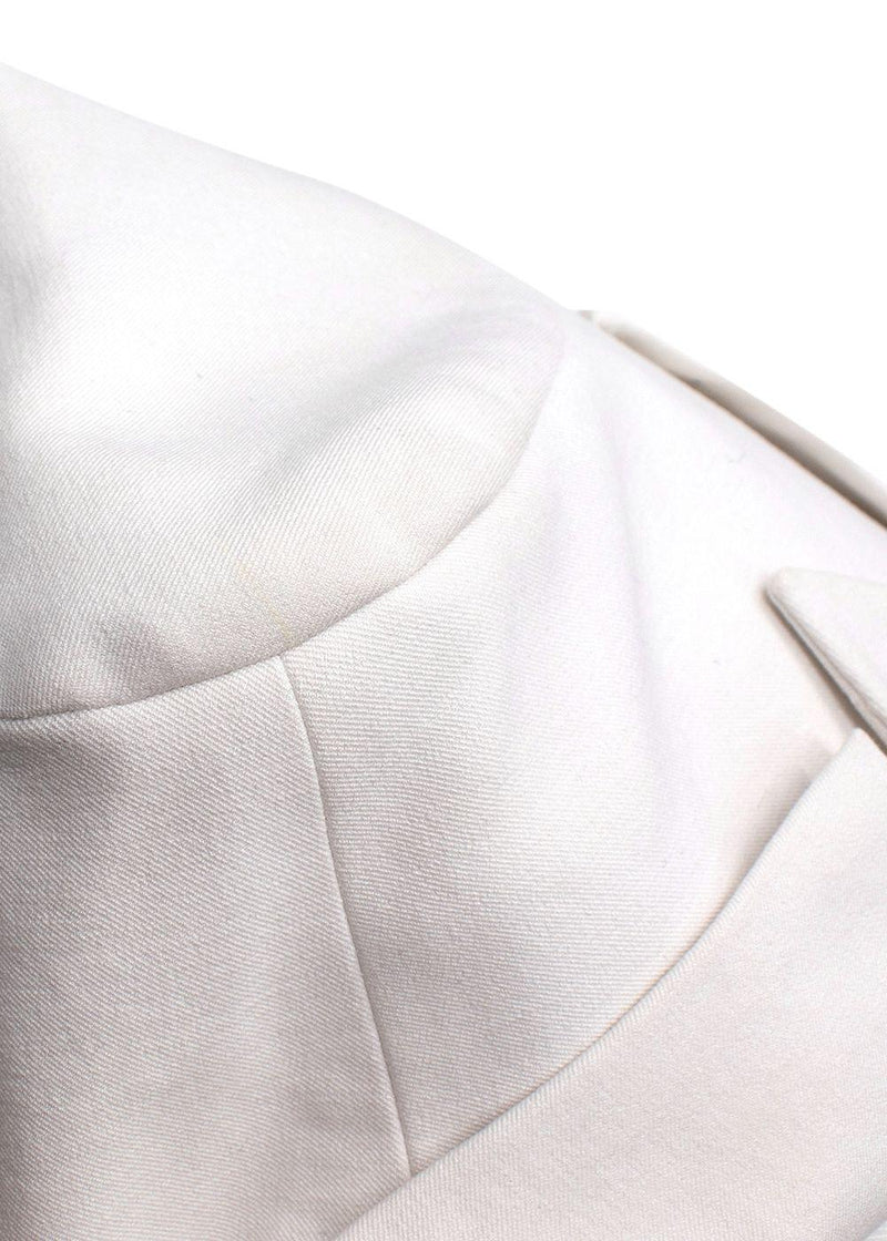 Balmain White Double Breasted Blazer with Gold Button Detail