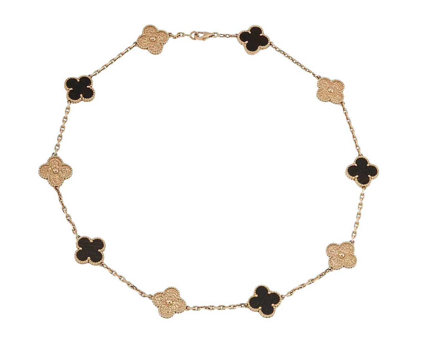 Van  Cleef and Arpels  Vintage Alhambra Necklace in Bois d'Amourette 10 Motifs