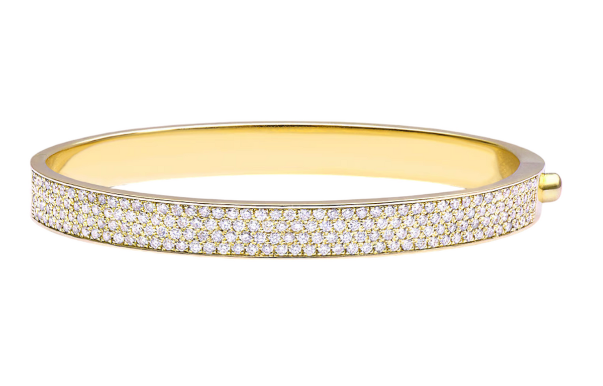 Iris Wide Bangle Yellow Gold Diamond