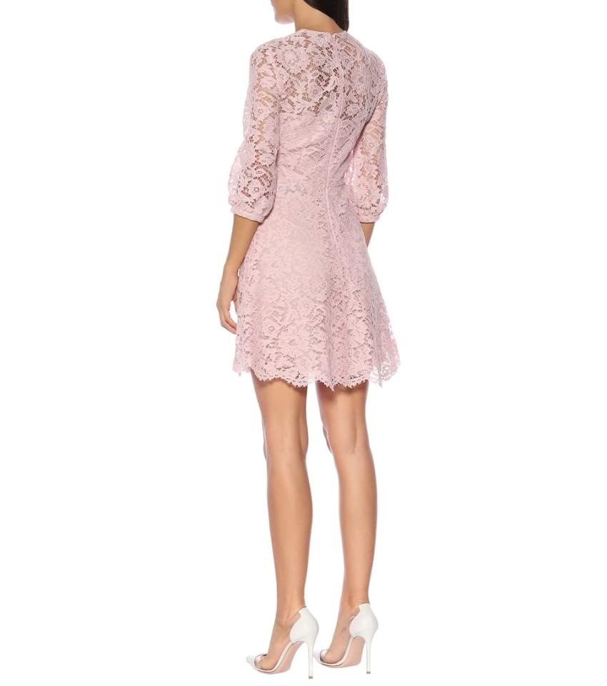 Valentino Scalloped Lace A-line Minidress In Pink