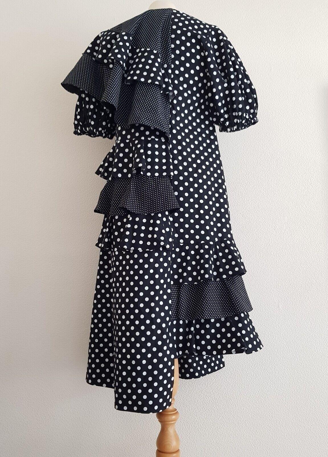 Paskal Black and White Polka Dot Ruffled Dress