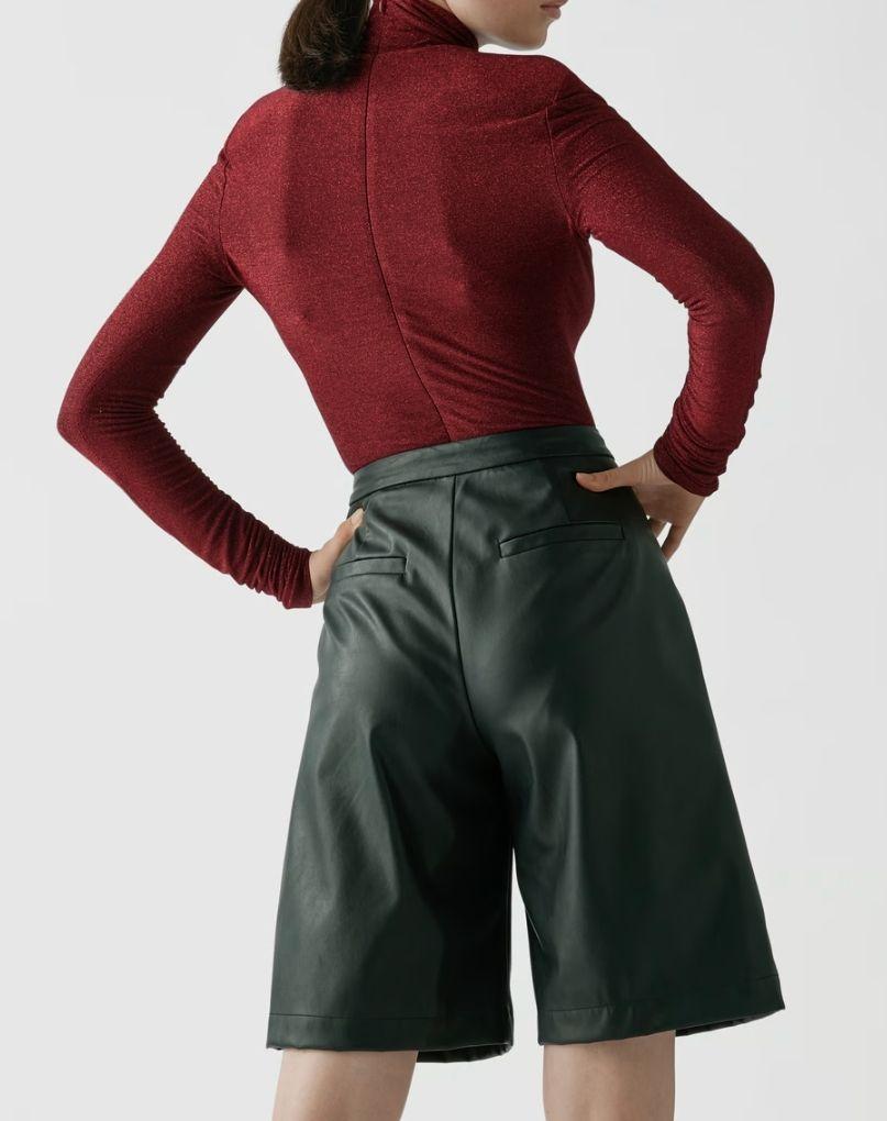 Alexandre Vauthier Burgundy Turtleneck Bodysuit