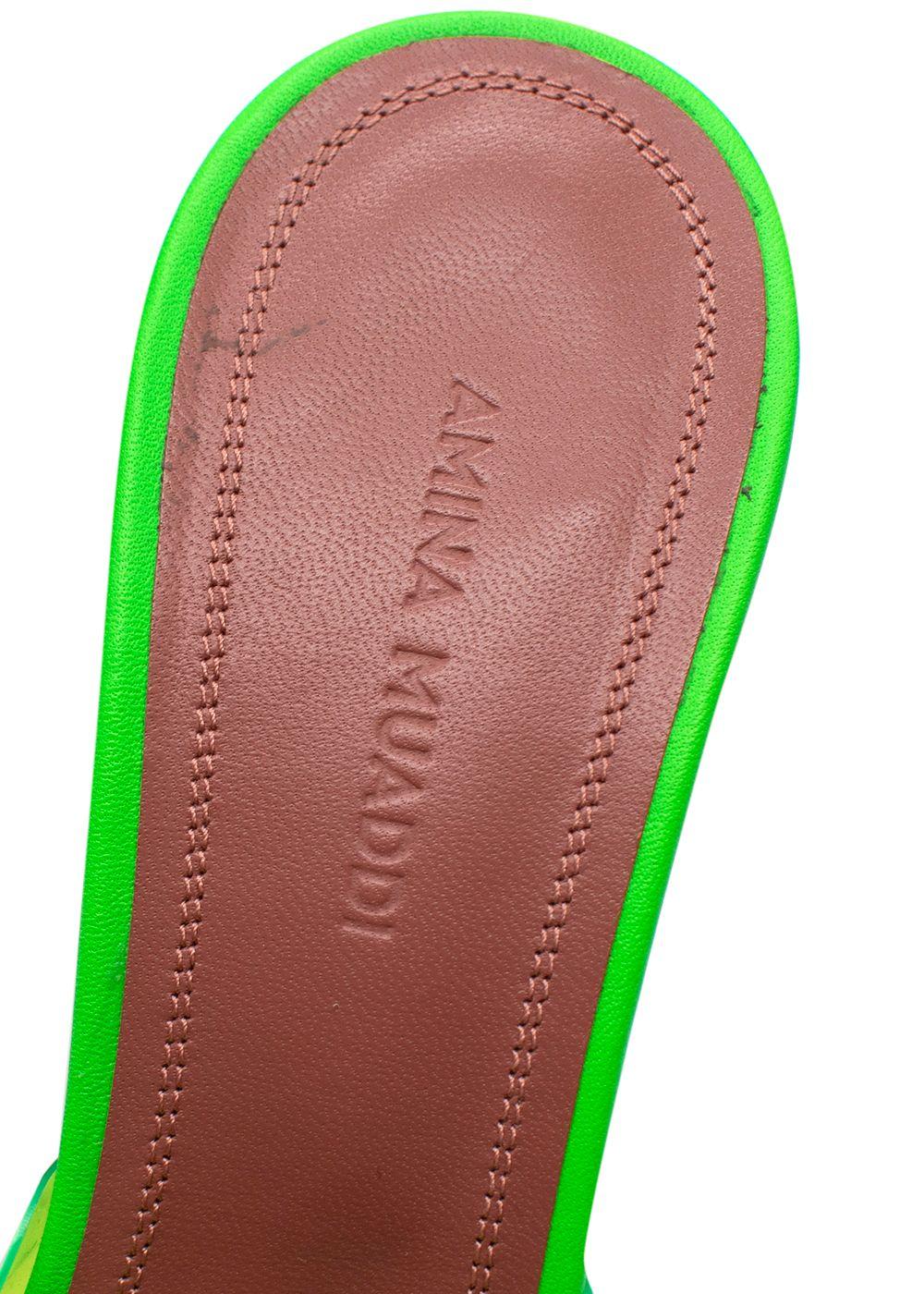 Amina Muaddi Neon Green Lupita PVC Mules