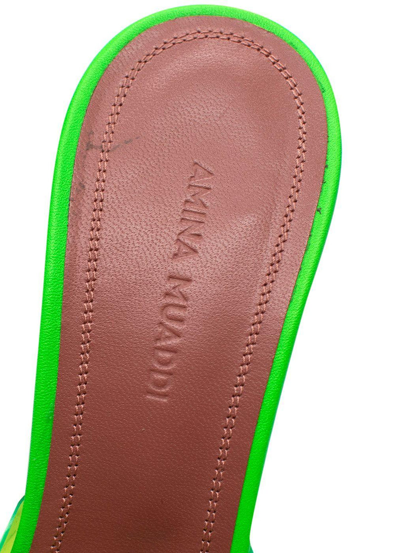 Amina Muaddi Neon Green Lupita PVC Mules