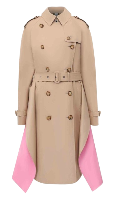 Burberry Soft Fawn Cape Trench Coat with Contrast Detail