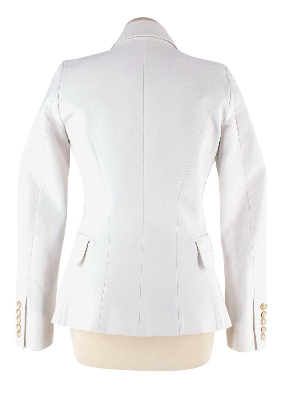 Balmain White Double Breasted Blazer with Gold Button Detail