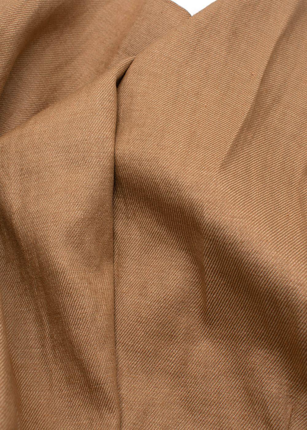 Theory Tan High Waisted Linen Blend Tailored Shorts