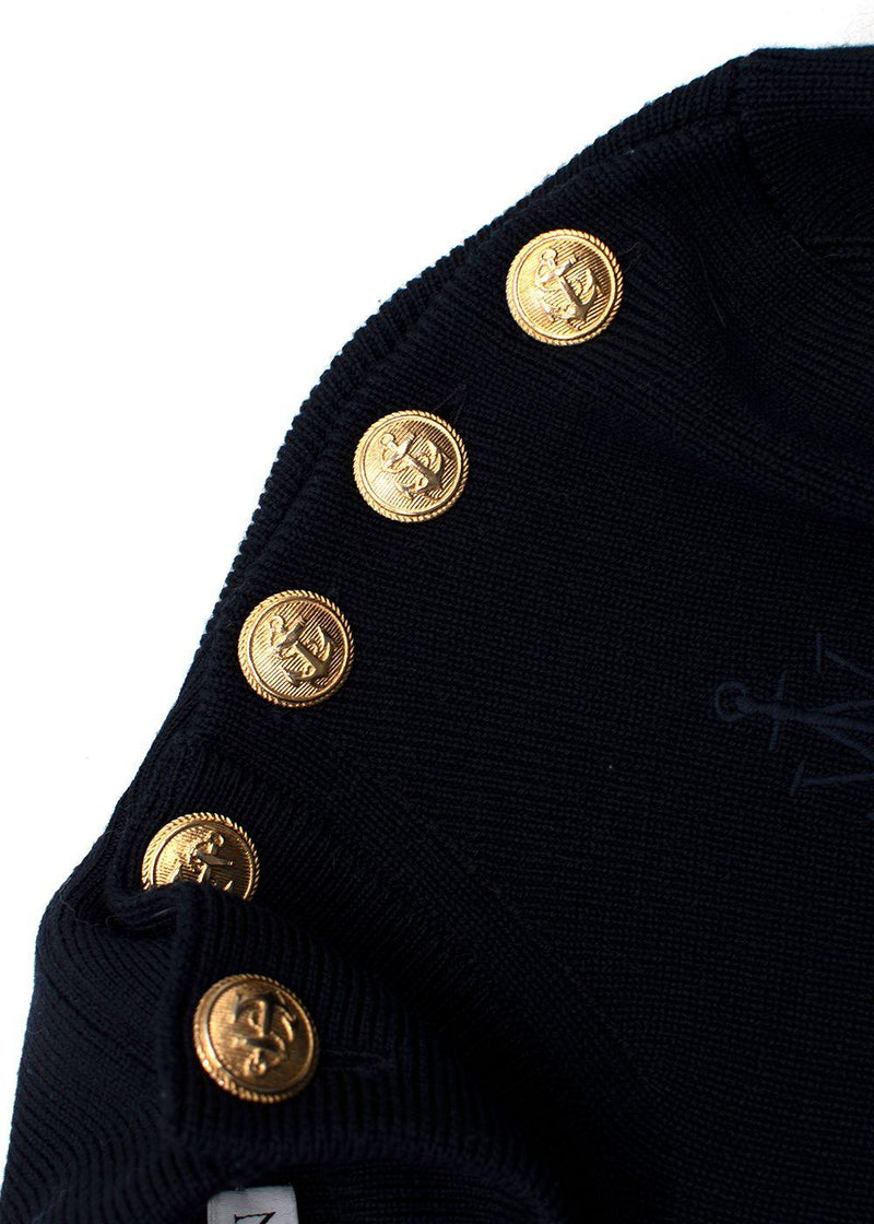 JW Anderson Navy Striped Merino Wool Turtleneck Jumper