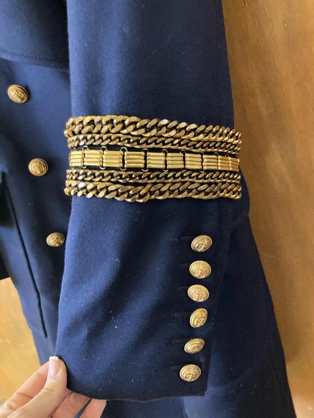 Navy Rabbit-lined wool coat