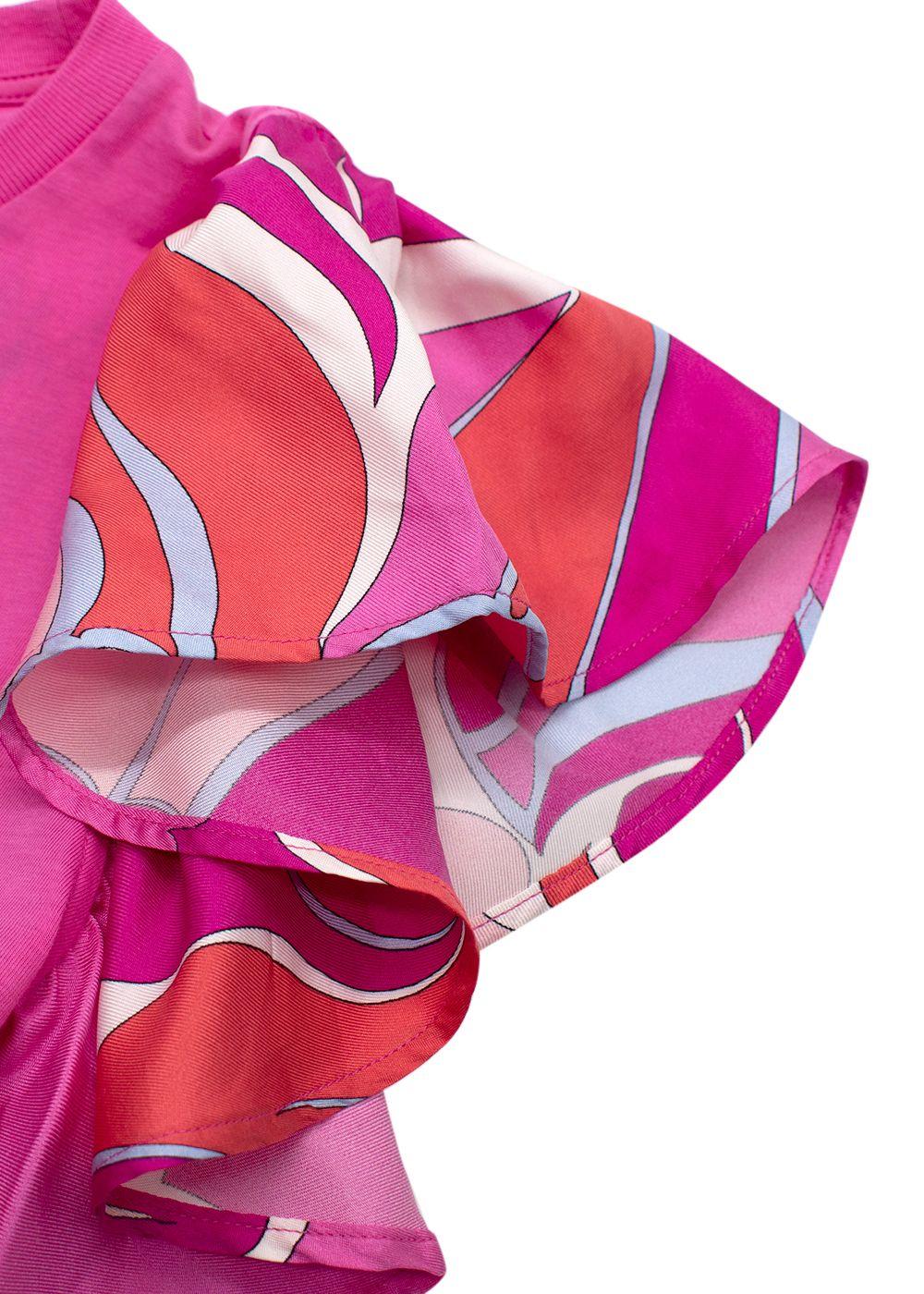 Emilio Pucci Pink Ruffled Sleeve T-Shirt