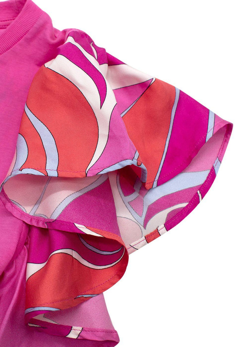 Emilio Pucci Pink Ruffled Sleeve T-Shirt