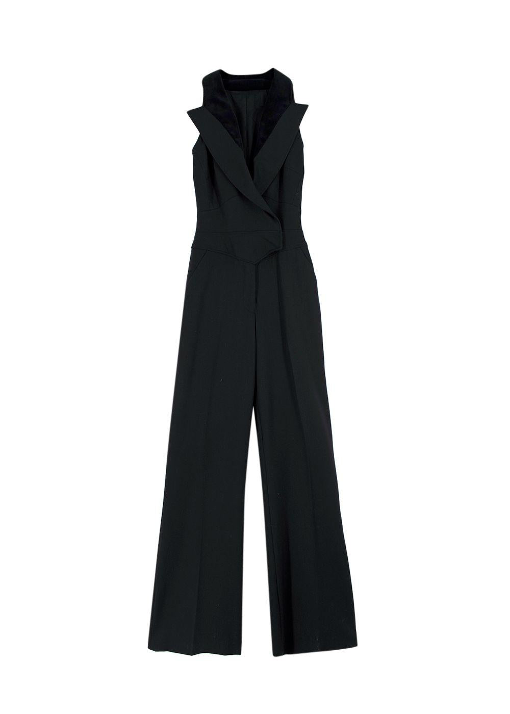 Elie Saab Black Jumpsuit with Velvet Lapels