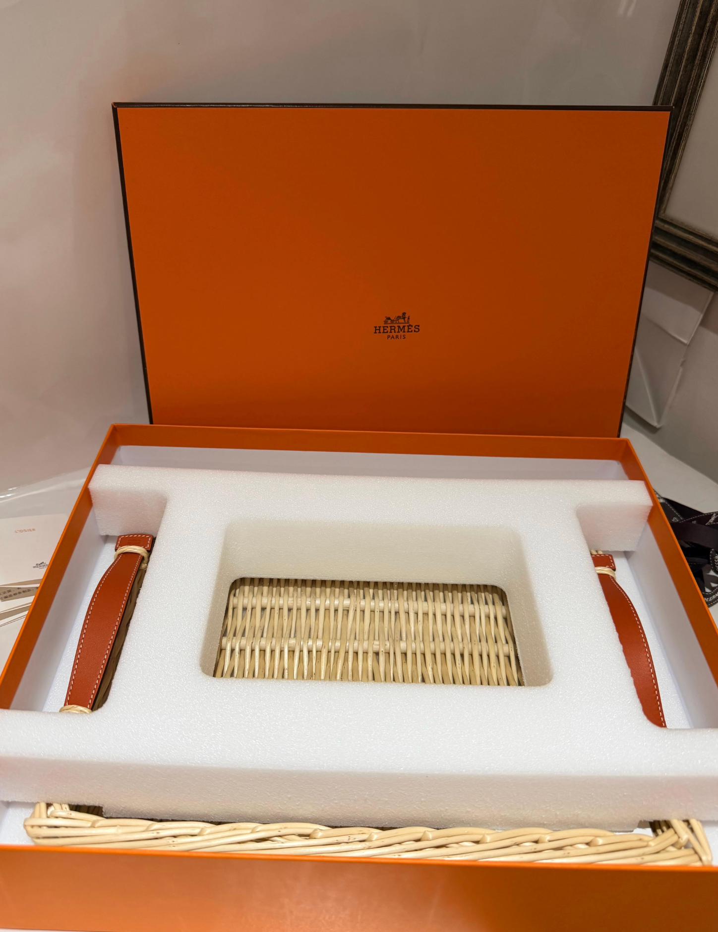Hermes Rectangular Oseraie Wicker Tray