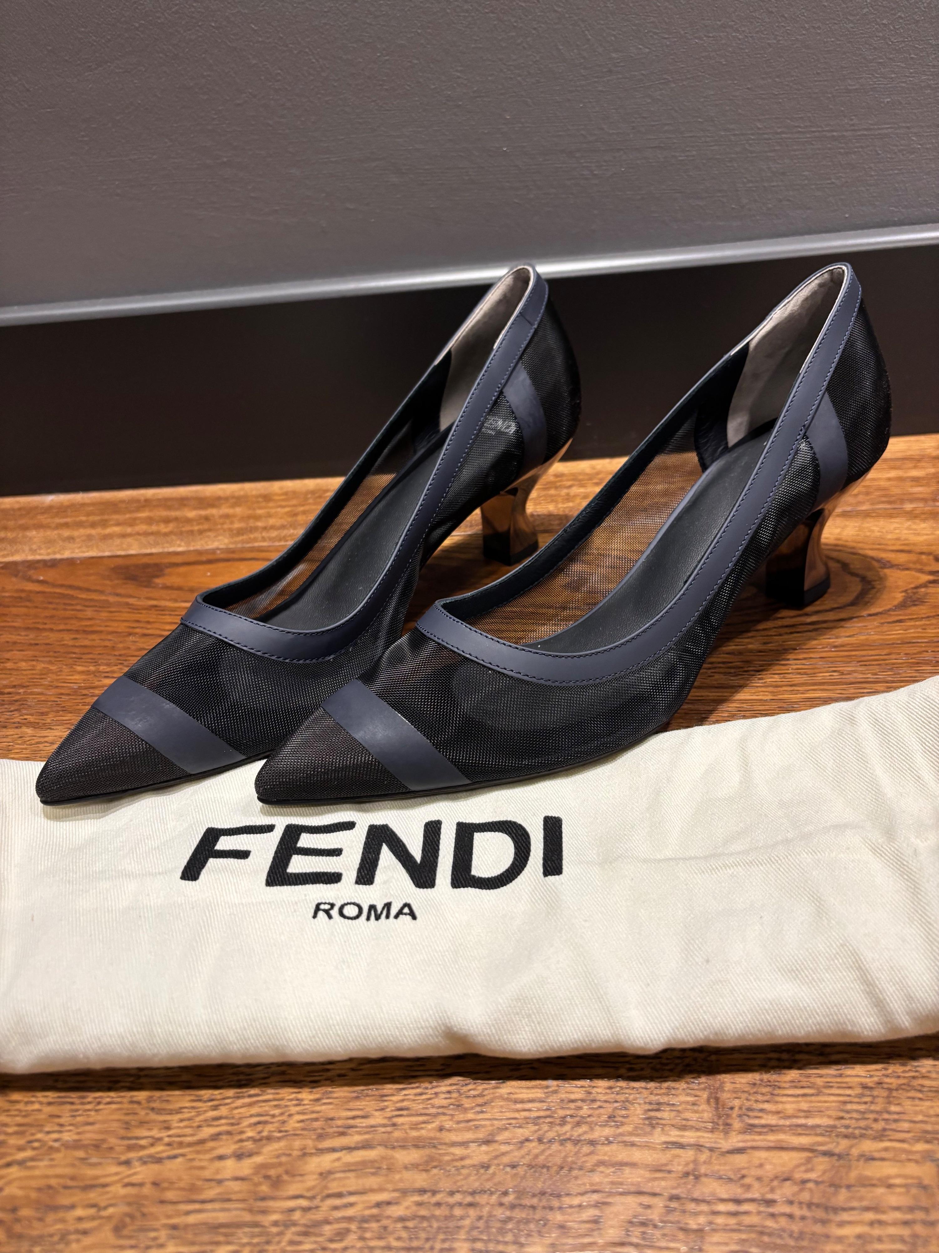 Fendi Mesh Heeled Pumps