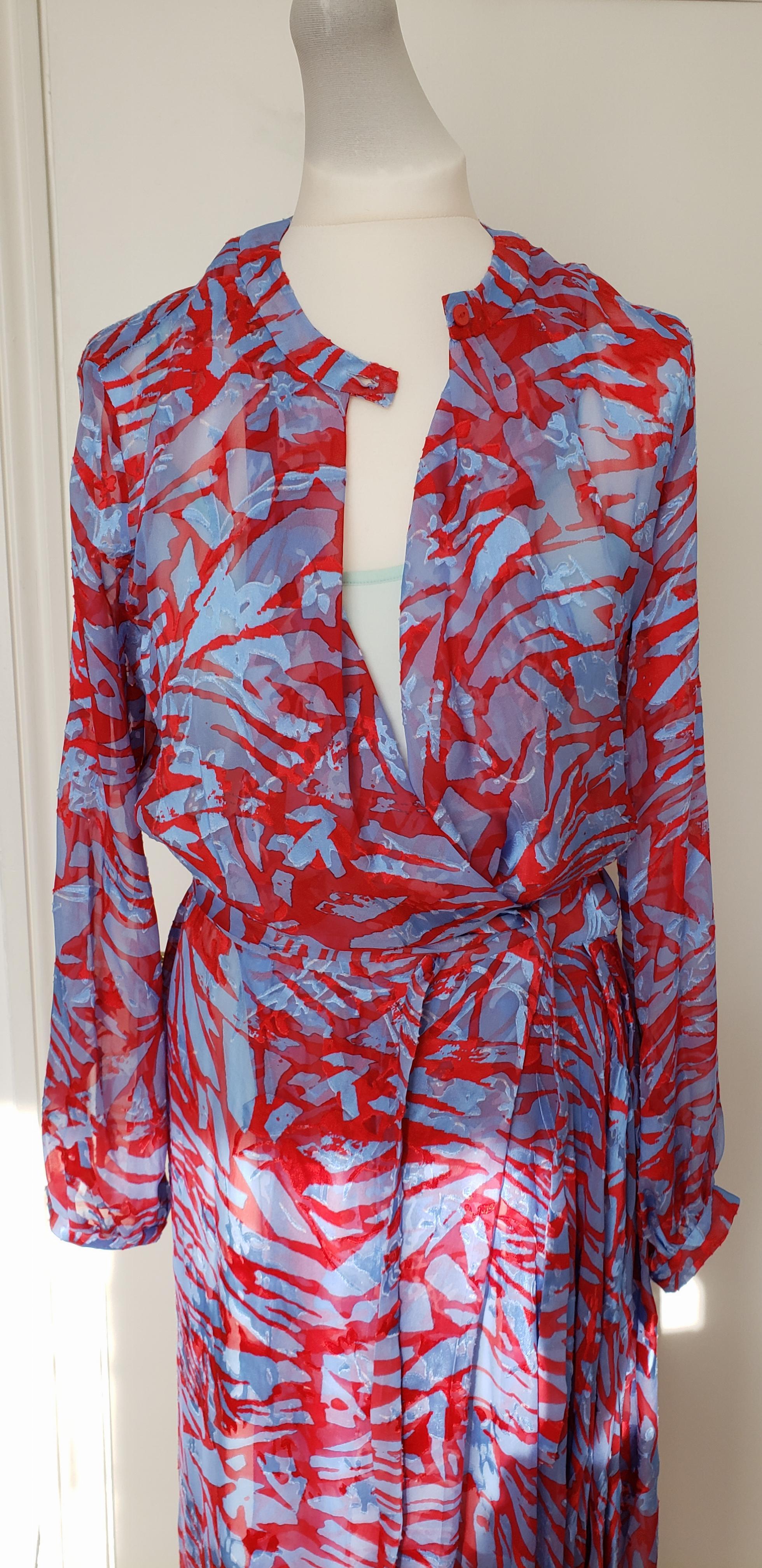 Preen By Thornton Bregazzi Silk Red & Blue Asymmetric Dress