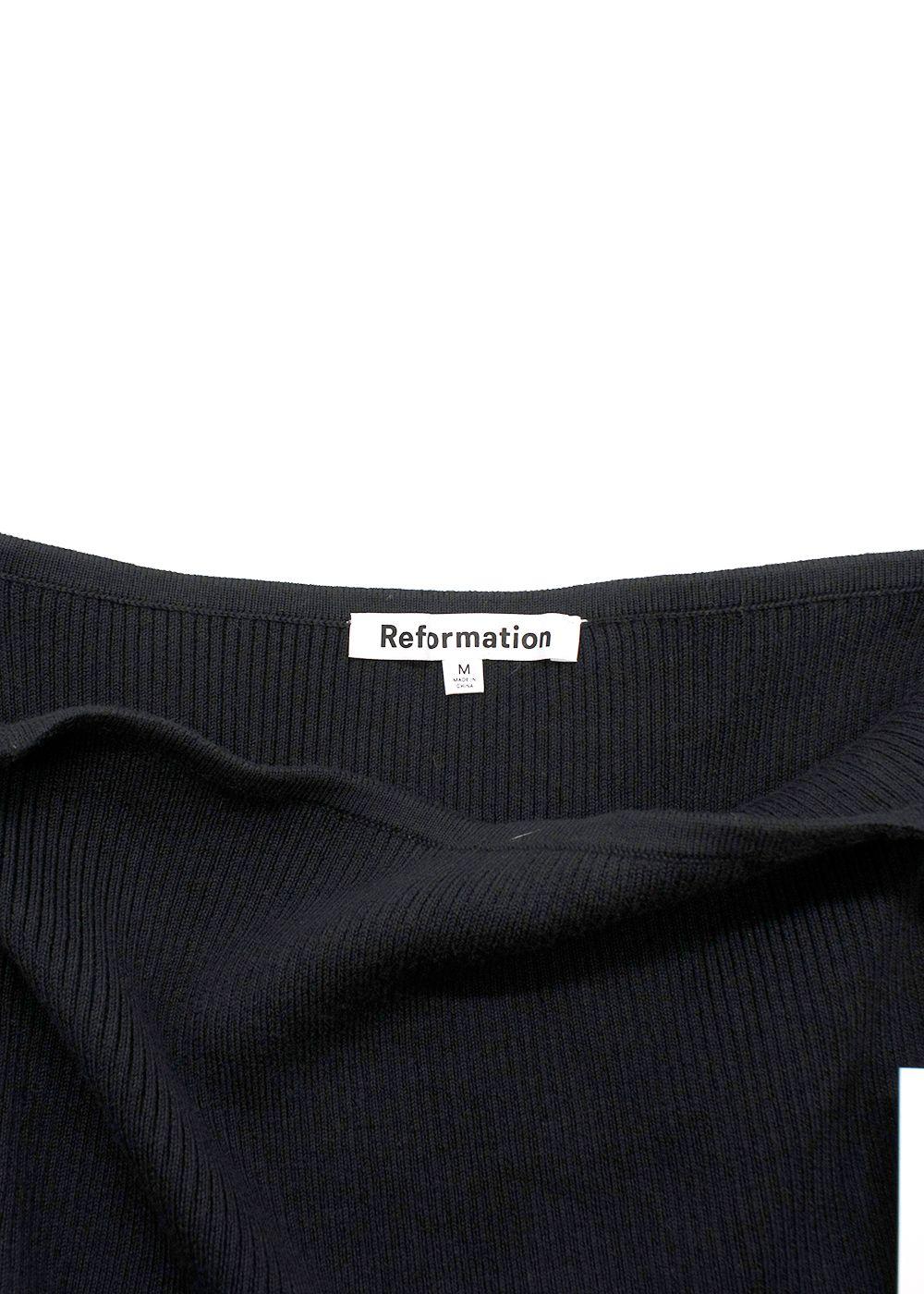 Reformation Black Ribbed Symone Cotton Sweater Dress