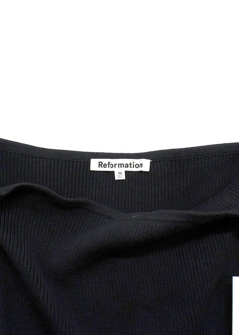 Reformation Black Ribbed Symone Cotton Sweater Dress