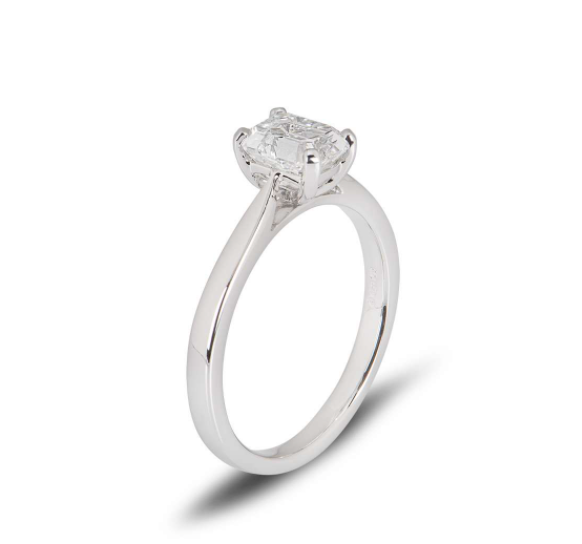 Bespoke Platinum Emerald Cut Diamond Ring