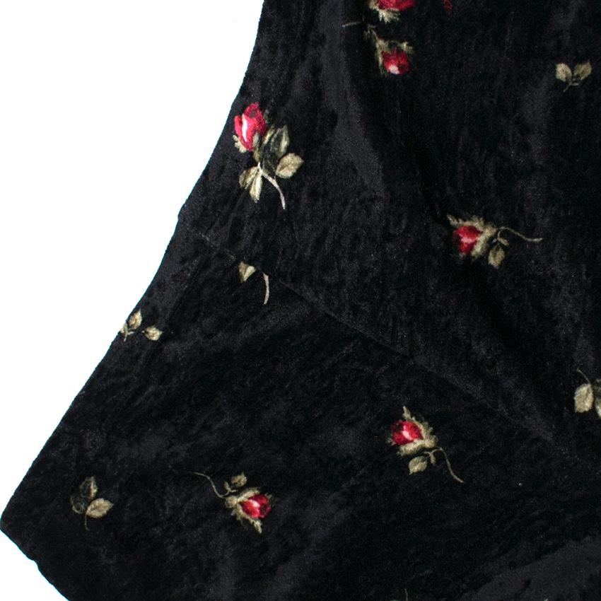 Monnalisa Kids Black Rose Print Velvet Leggings