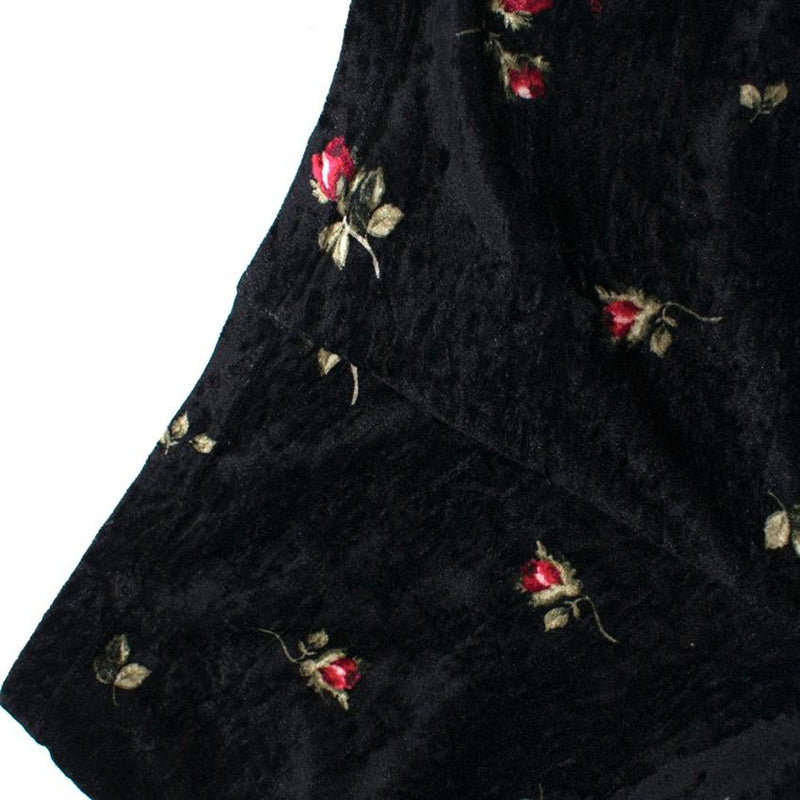Monnalisa Kids Black Rose Print Velvet Leggings