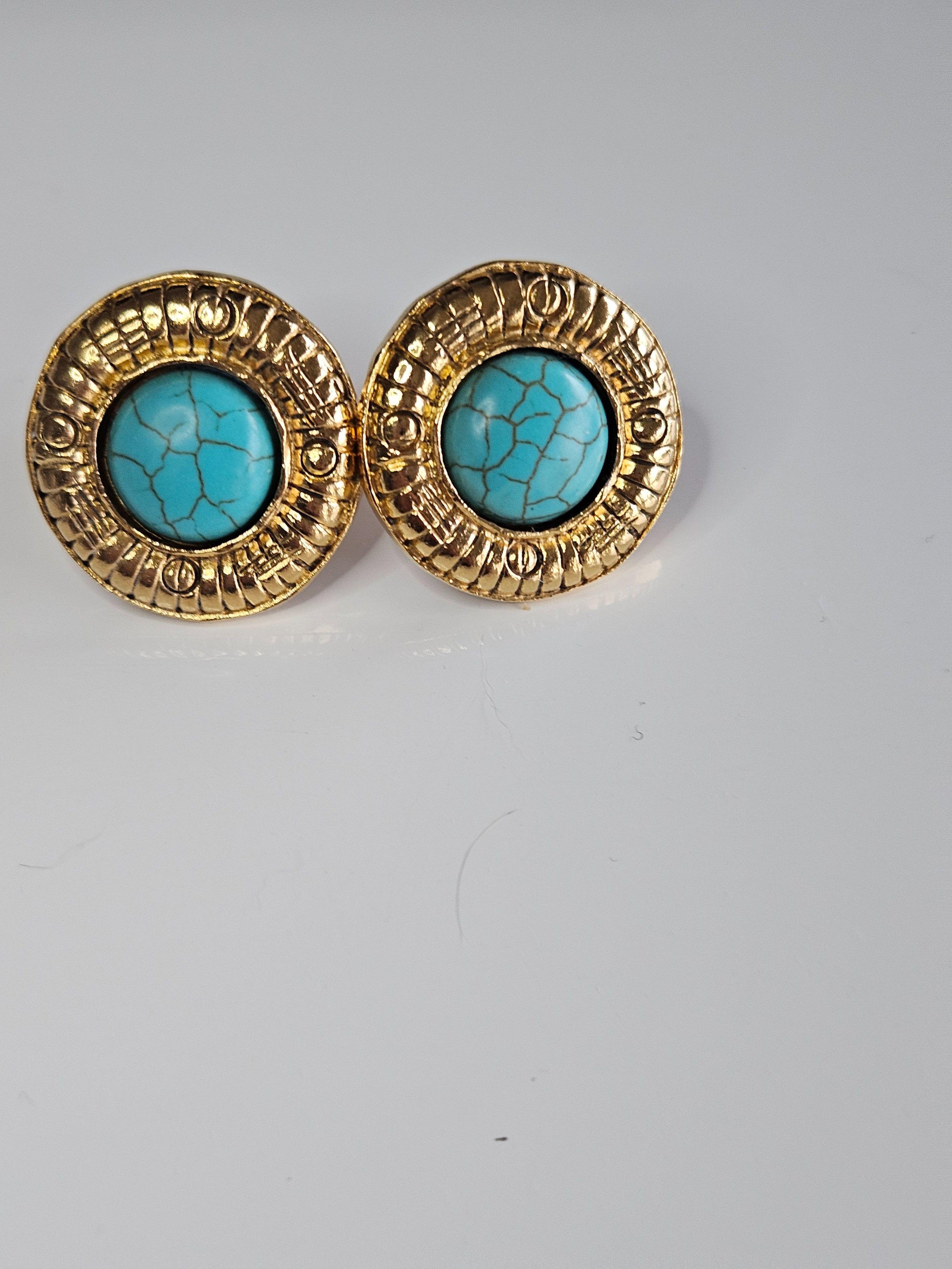 Chanel Vintage Cabochon Clip Earrings