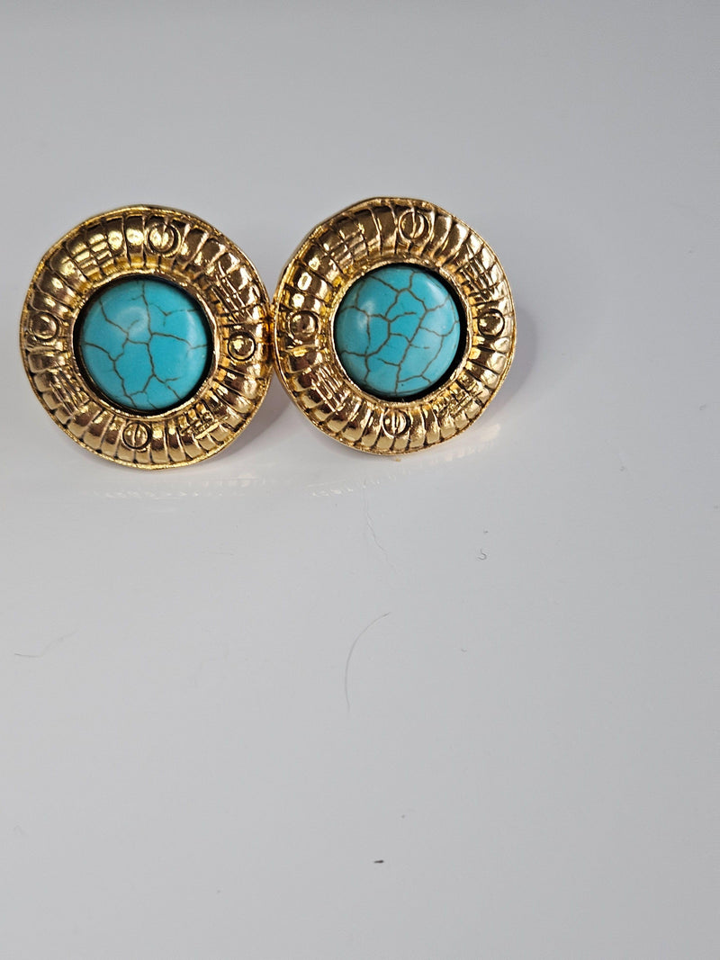 Chanel Vintage Cabochon Clip Earrings