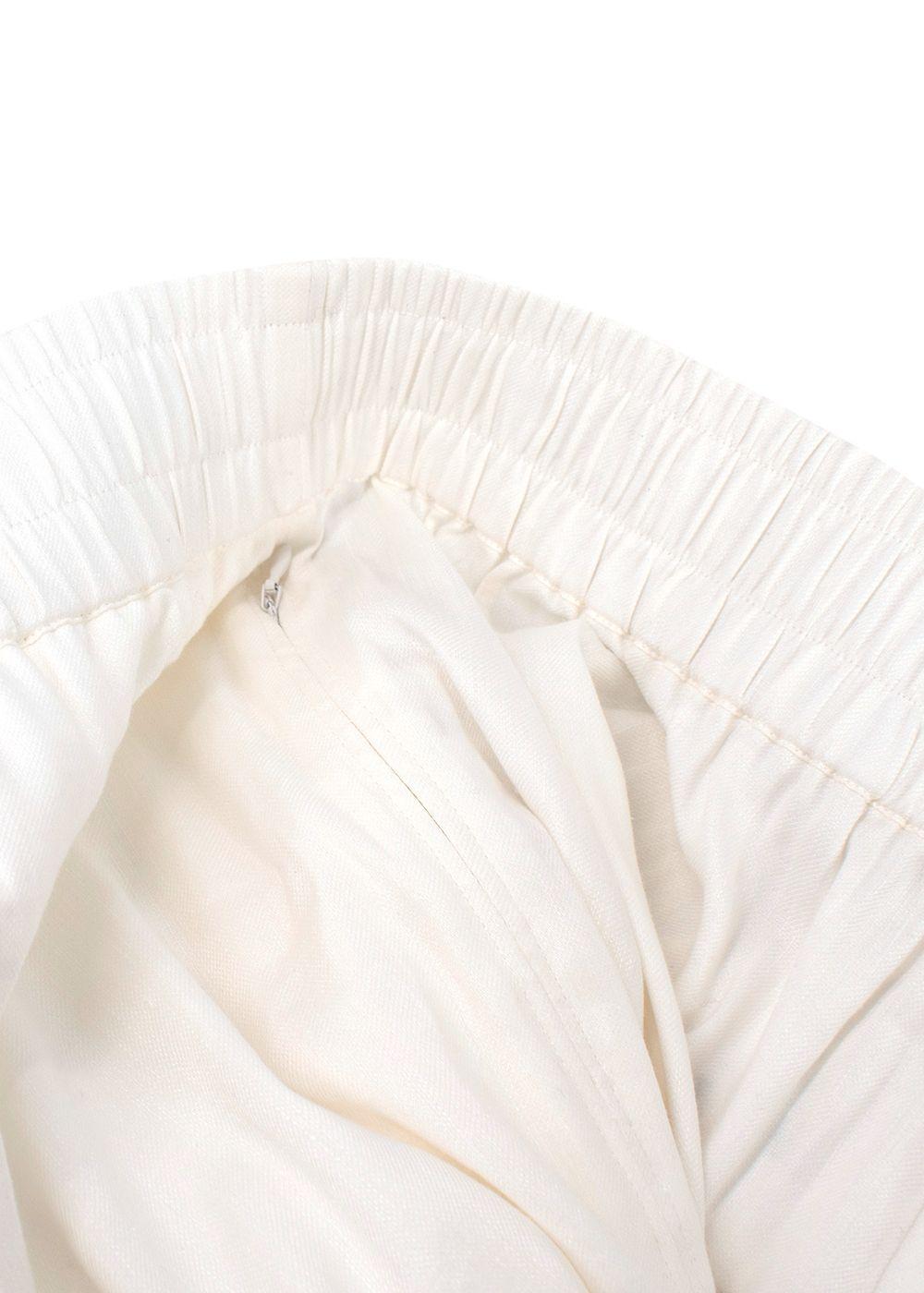 Frame White Linen Wide Leg Trousers