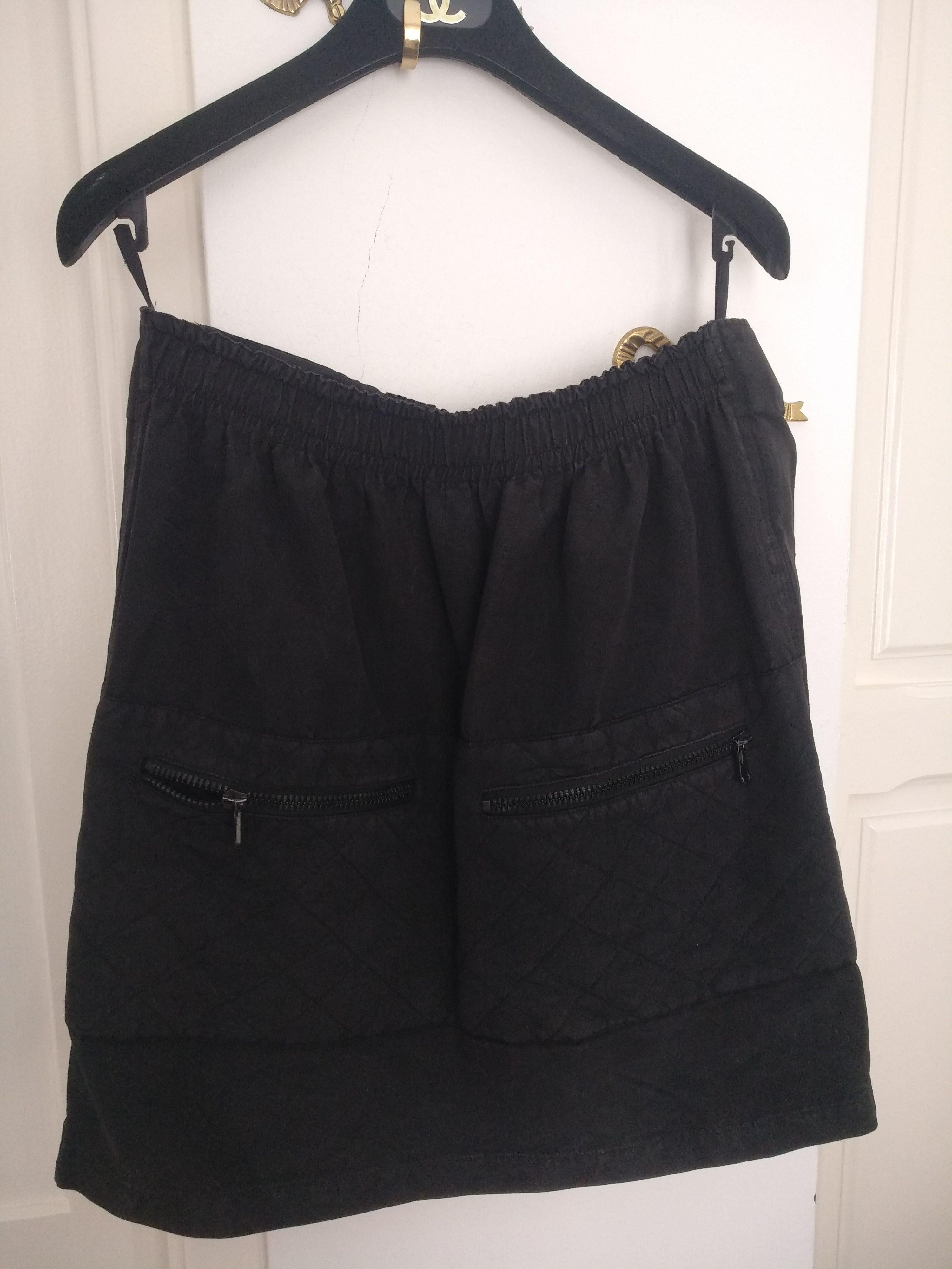 Quilted CC Logo Silk Skirt