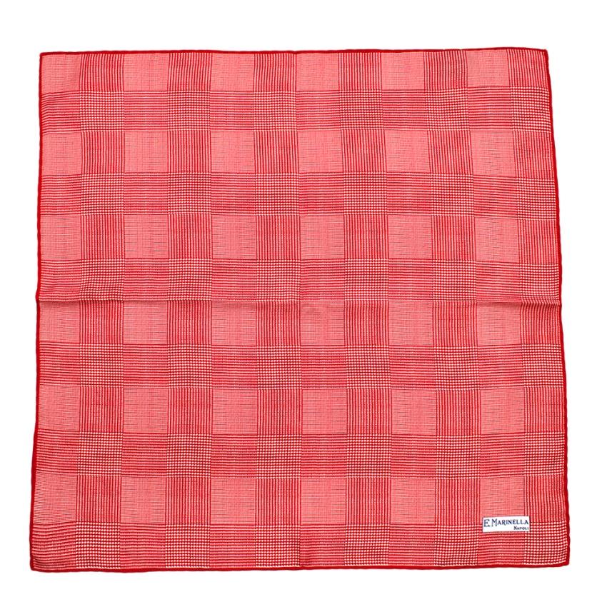 E.Marinella Red Silk Checkered Pocket Square