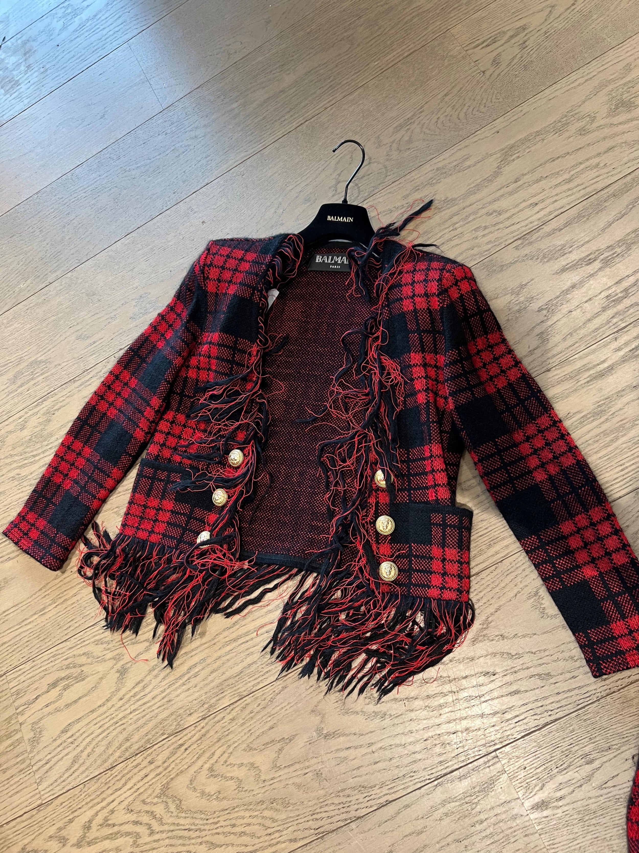 Red & Black Plaid Skirt & Jacket