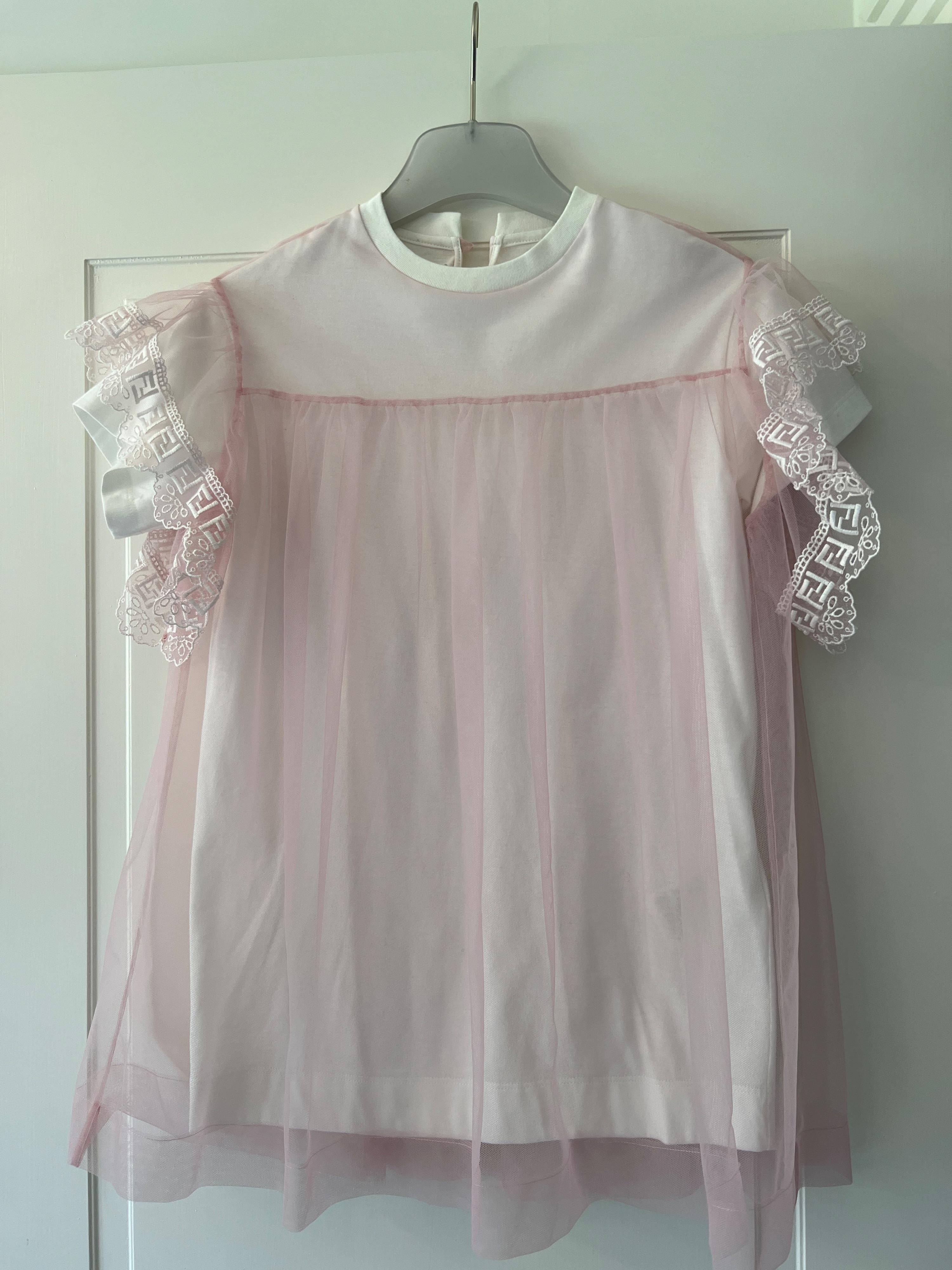 Kids 6Y Pink & White Tulle Dress