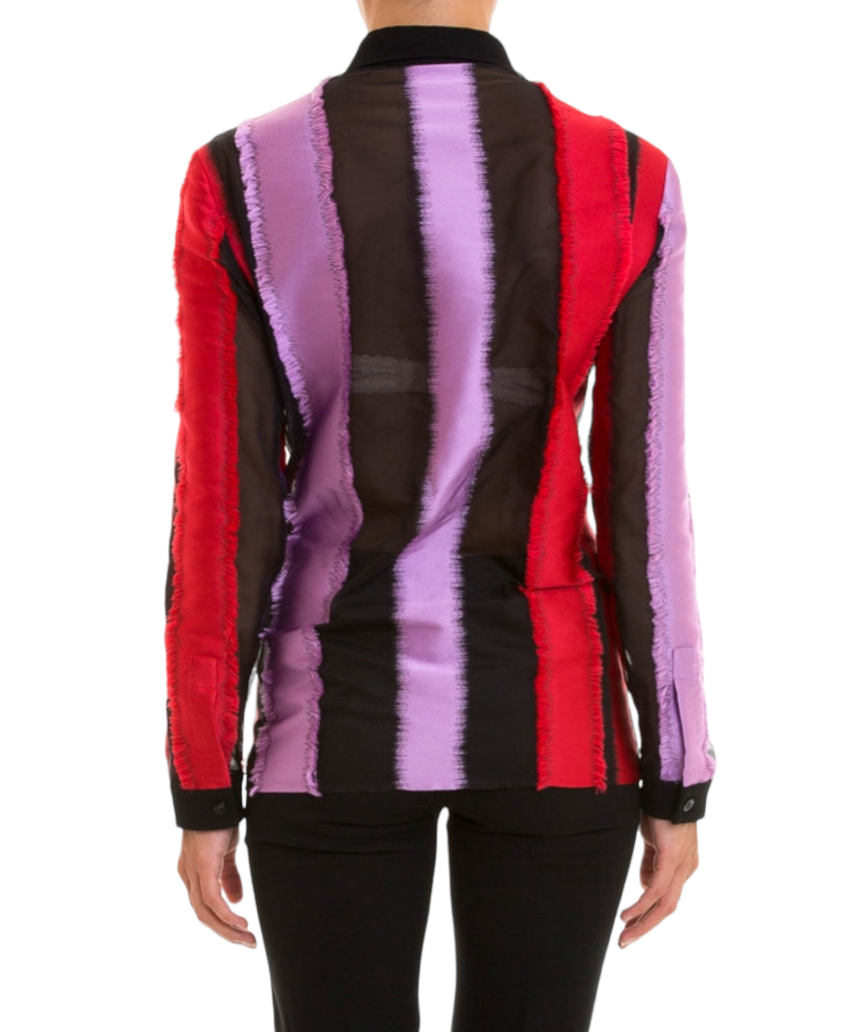 Silk Fringed Striped Shirt