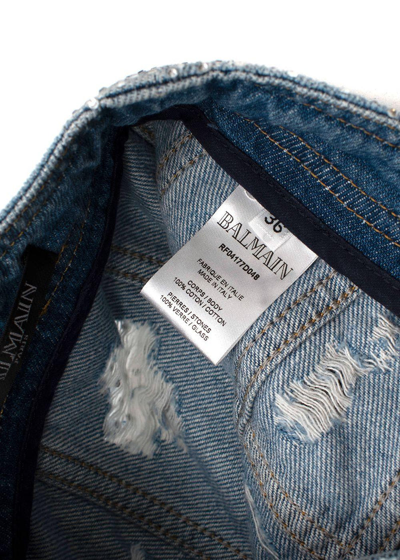 Balmain Crystal embellished denim mini skirt