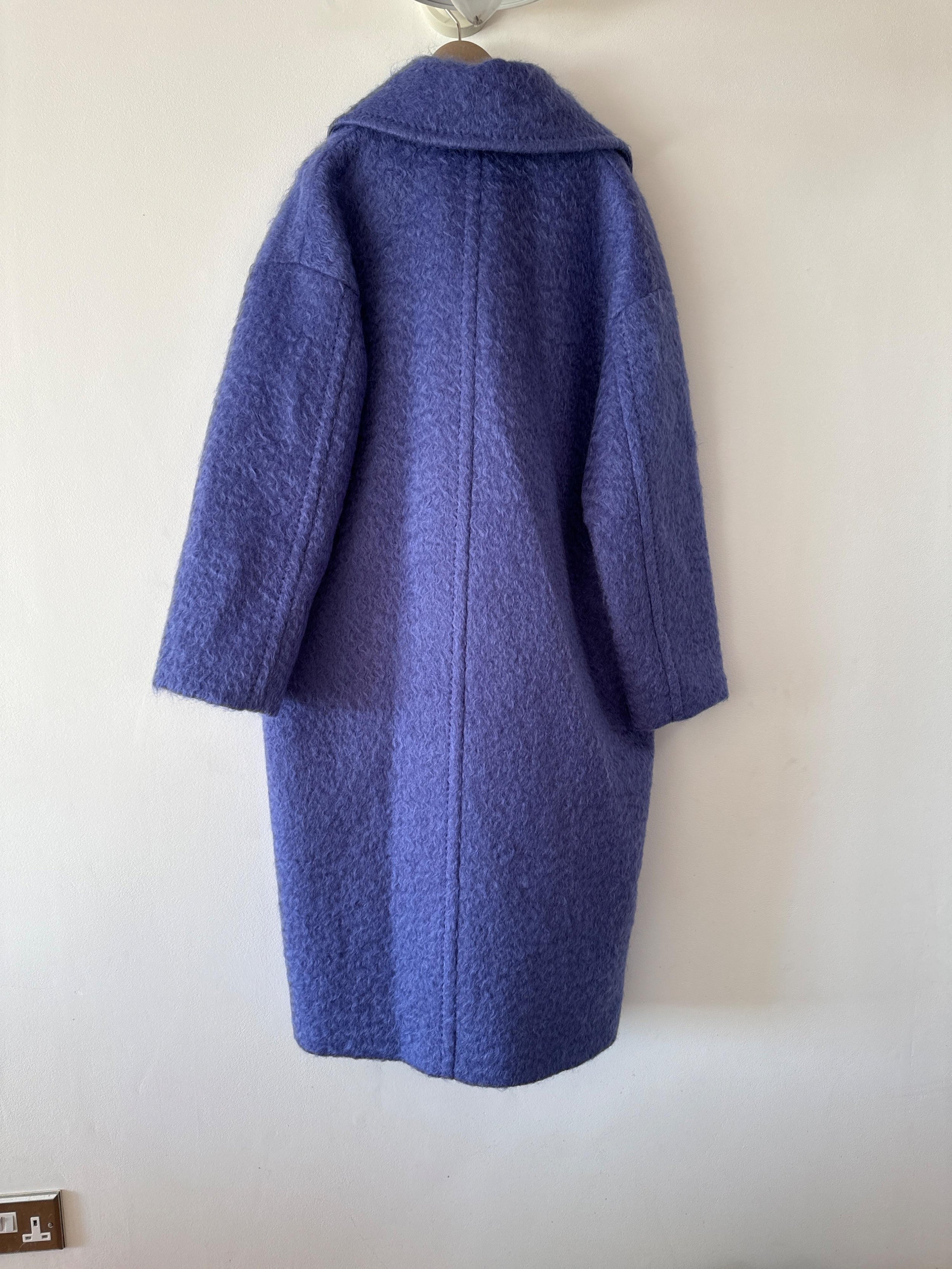 S Max Mara Blue Longline Wool Coat