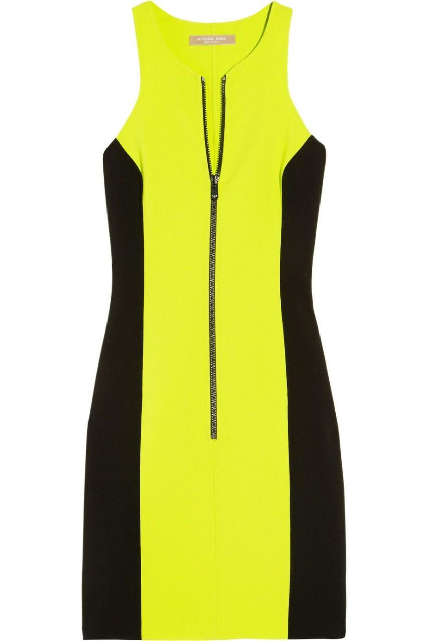 Michael Kors Collection Black & Neon Zip Front Dress