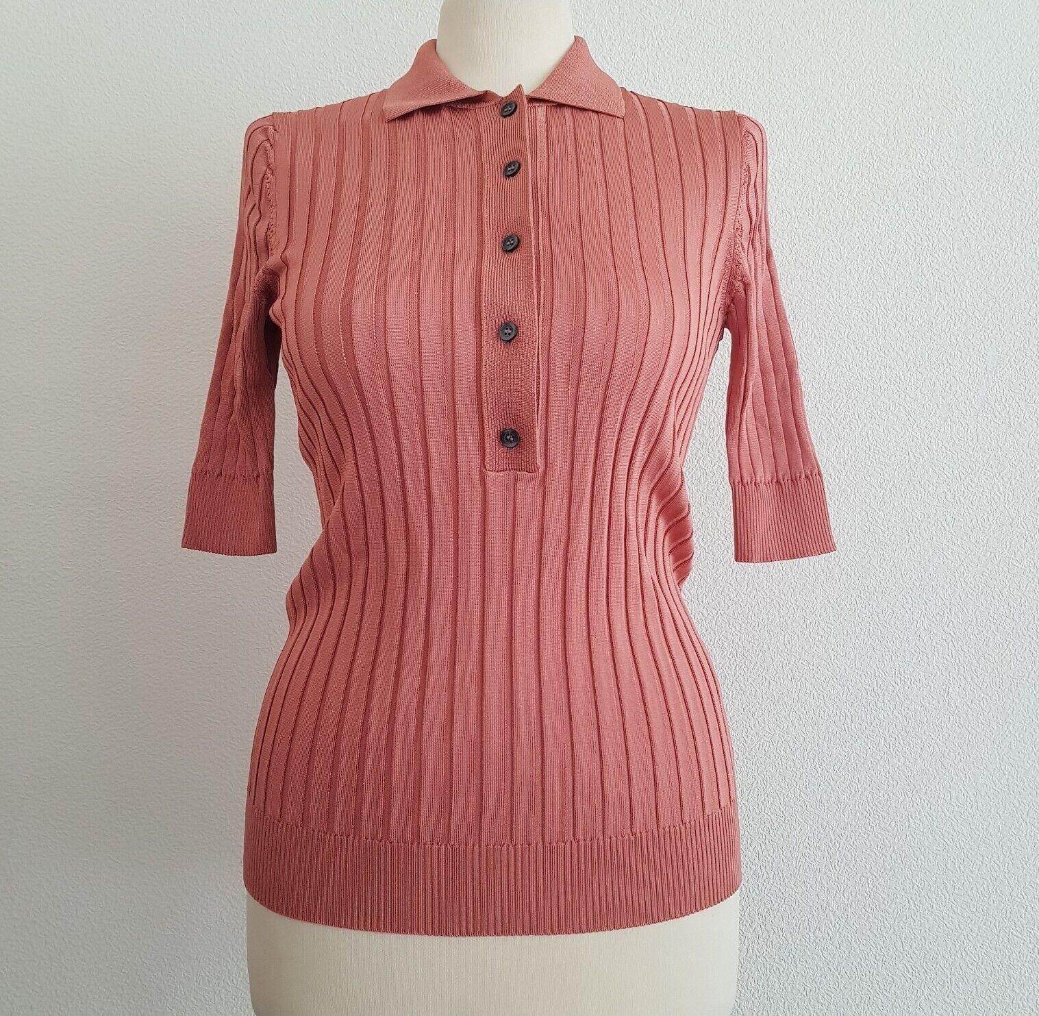 Rose Gold Ribbed Knit Jimmy Polo Shirt