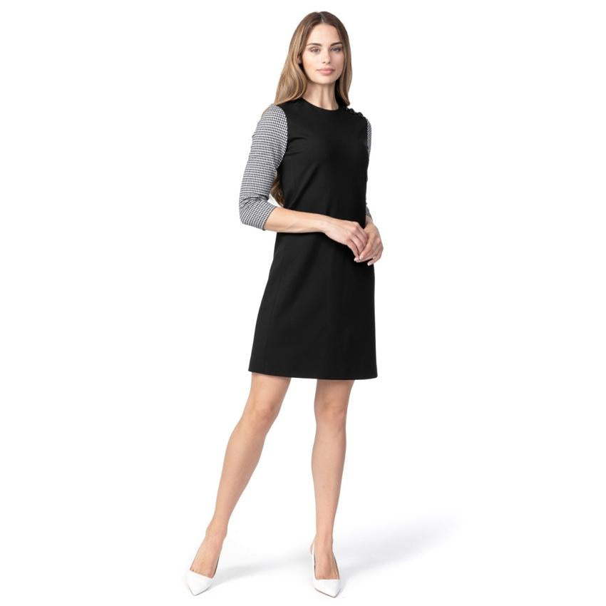 Escada Sport Black Houndstooth Sleeve Dress