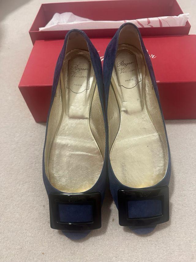 Roger Vivier Navy Suede Flats